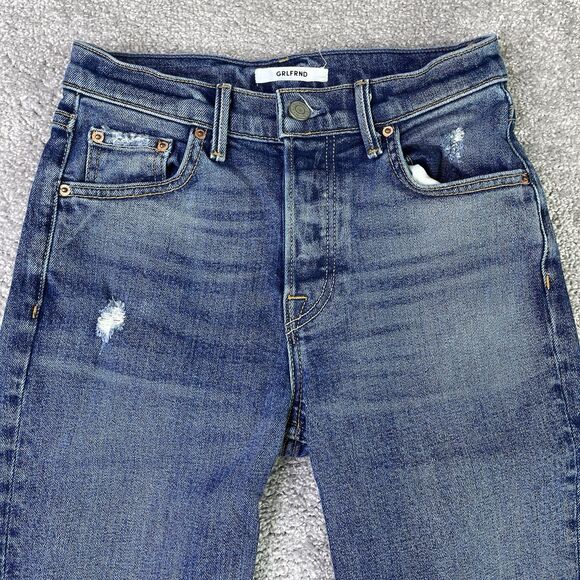 GRLFRND Karolina Jeans Women’s 24 Blue Skinny Mid-Rise Medium Wash Button Fly - Picture 3 of 16